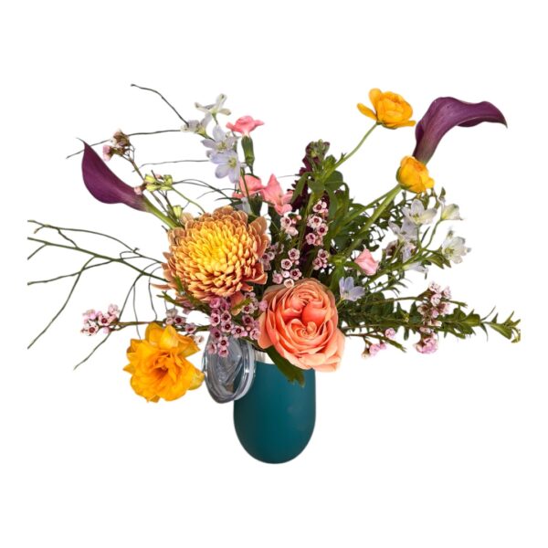 Stainless Steel Travel Wine/Coffee Tumbler (Flower Filled) - Image 4
