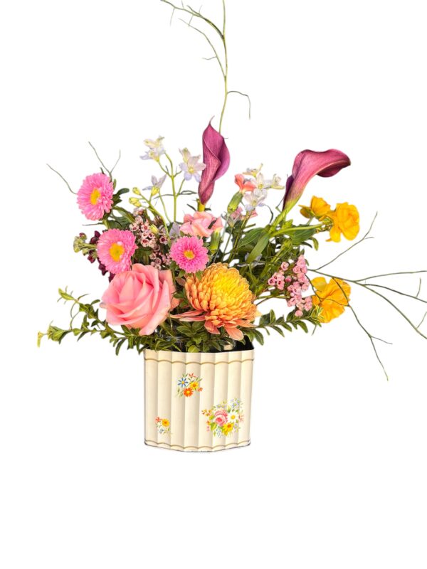 Vintage Parisian Chic Flower Filled Tea Tin - Image 3